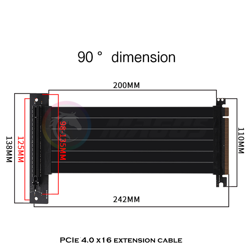 PCIE 4.0 X16 Riser-kabel Video - Pcie 4.0 X16 Riser Cable 90 Degree recensie en prijs